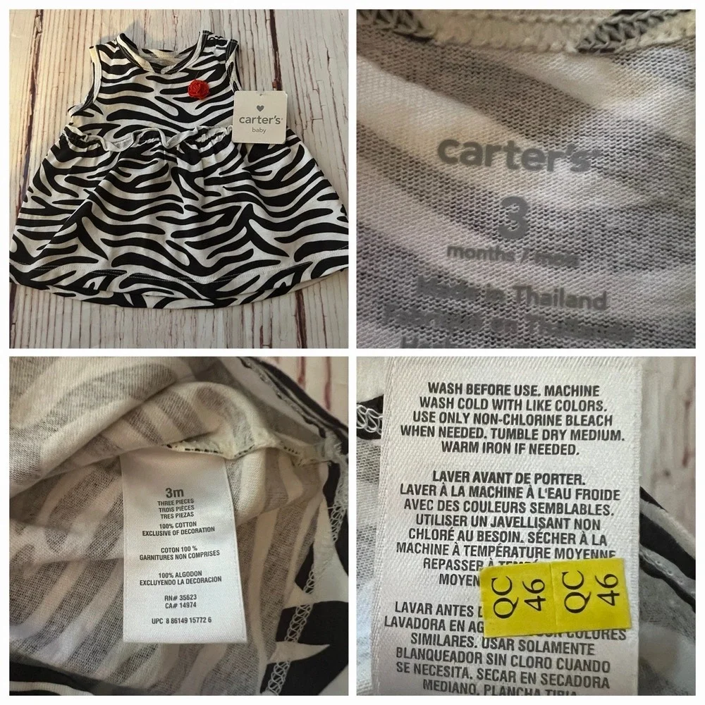 Lot/5‎ Baby Girls Clothing Size 3-6 Months (2) Hats (1) Swimsuit (2) Sun Dresses